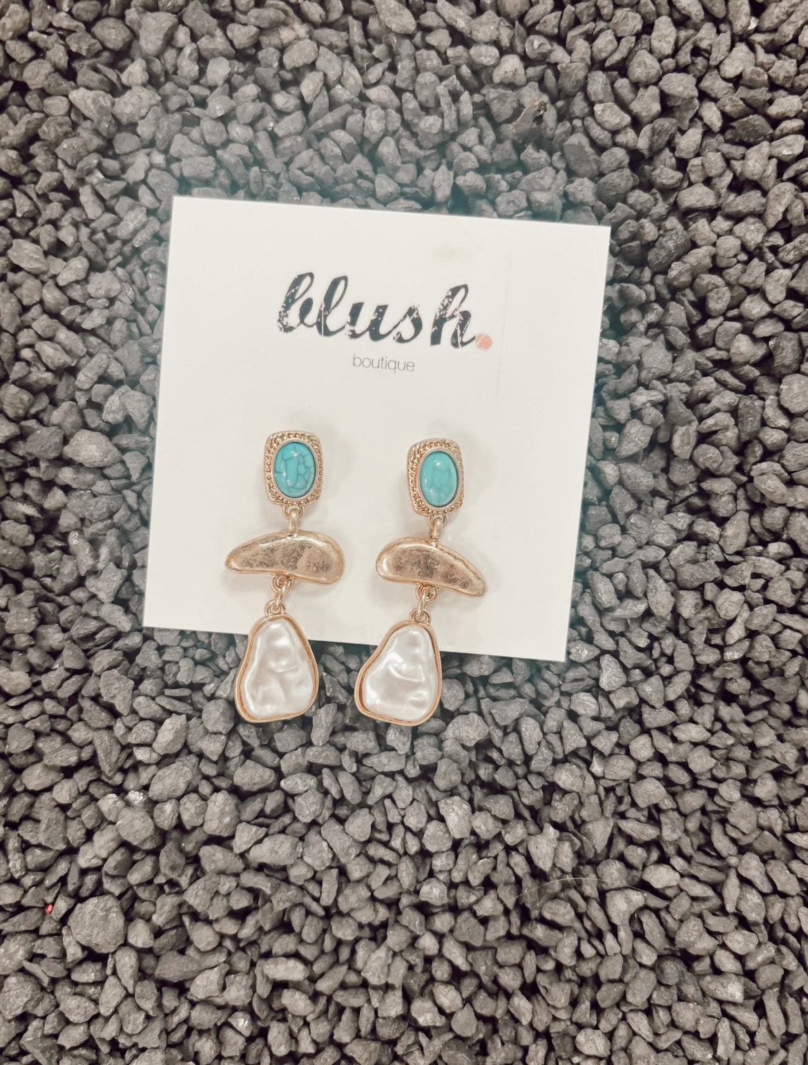 Drop Pearl and Turquoise Earrings