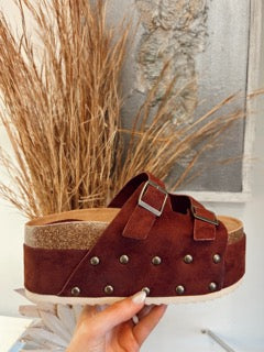 Cognac platform sandal
