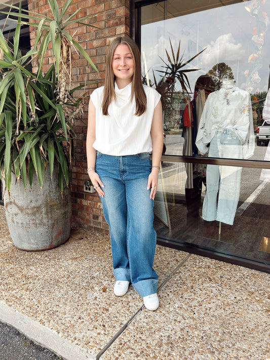 Girly on the go top- white